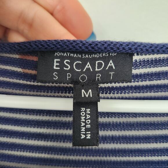 Escada Sport Jonathan Saunders Sheer Striped Pullover Sweater M Designer Grunge - Picture 3 of 8